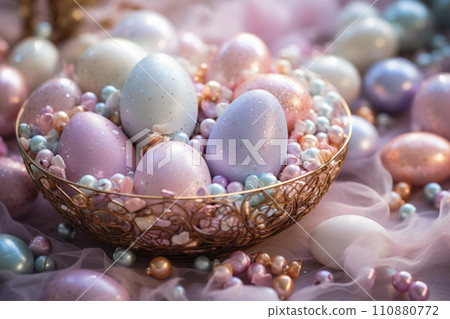 Colorful Easter eggs background 110880772