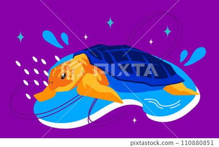 Giant sea turtle - modern colored vector illustration 110880851