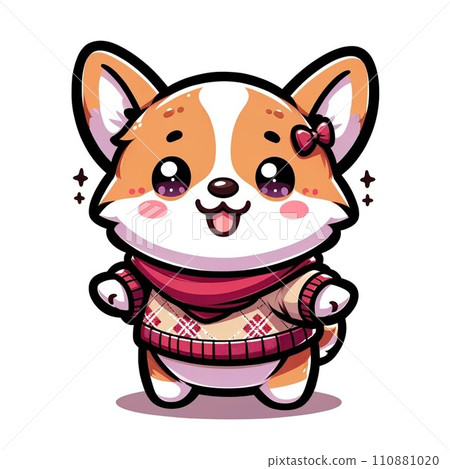 Cute illustration of a corgi dog wearing clothes Cute illustration of a corgi dog wearing clothes 110881020