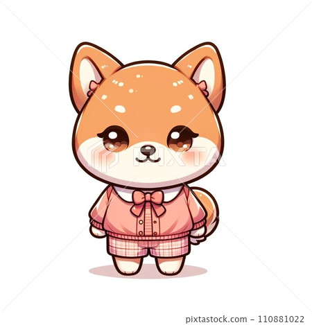 Cute illustration of Mameshiba wearing clothes Cute illustration of Mameshiba wearing clothes 110881022