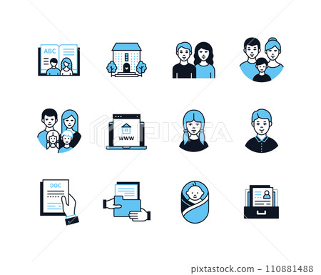 Family and adoption - line design style icons set 110881488