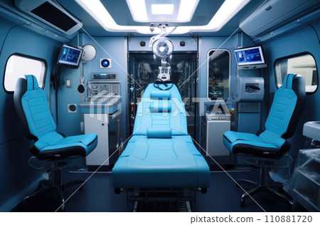Interior of an ambulance with the necessary equipment for patient care 110881720