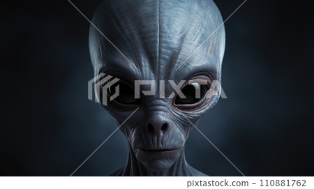 Alien creature has a message for humans. Grey kind humanoid from an other planet portrait series Alien creature has a message for humans. Grey kind humanoid from an other planet portrait series 110881762