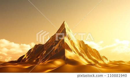 Image background of a mountain made of shining gold "AI generated image" 110881940