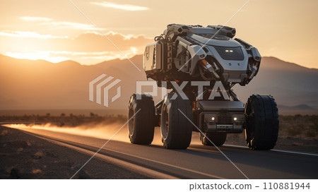A huge buggy running through the wilderness A huge buggy running through the wilderness 110881944
