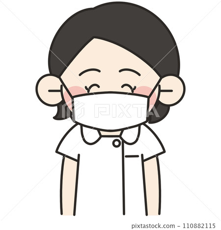 身穿白大褂、戴口罩的女護士插畫 身穿白大褂、戴口罩的女護士插畫 110882115