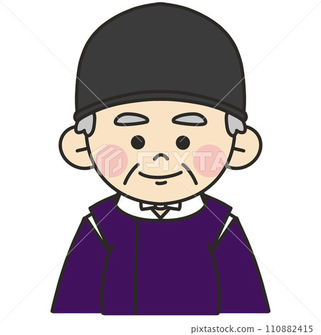 身穿紫色長袍、面向前方的牧師。 110882415