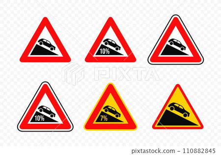 Steep descent road sign vector design Steep descent road sign vector design 110882845