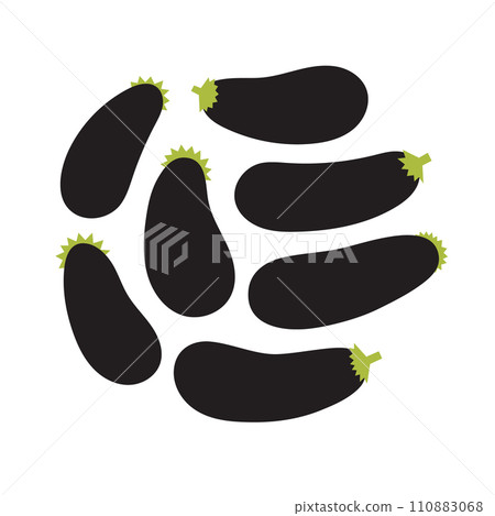 Eggplants set. Flat vector illustration isolated on white background. Eggplants set. Flat vector illustration isolated on white background. 110883068