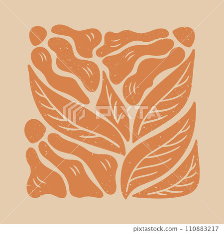 Monochrome floral square print with grunge effect 110883217