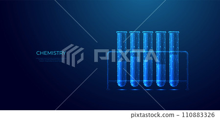 Test tube rack in futuristic technology style on blue background.  110883326