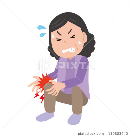Middle-aged woman with knee pain 110883440