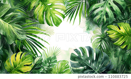 Tropical Foliage Extravaganza Lush Palm Leaves in a Vibrant Jungle Paradise, Generative Ai 110883725