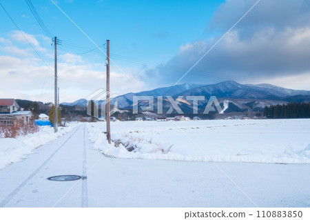 Country snow scene 110883850