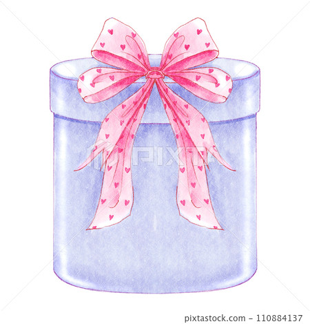 Gift box . Valentines day object . Watercolor painting elements . Illustration . 110884137