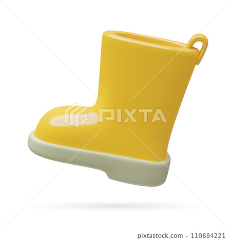 3d yellow rain rubber boot icon Realistic gardening foot wear three dimensional vector illustration 3d yellow rain rubber boot icon Realistic gardening foot wear three dimensional vector illustration 110884221