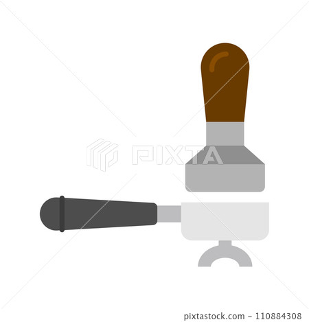 Portafilter and tamper icon. Coffee equipment. 110884308