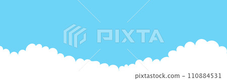 Clouds wide bordering. Painted white clouds on blue background. Simple vector illustration Clouds wide bordering. Painted white clouds on blue background. Simple vector illustration 110884531