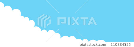 Clouds corner wide bordering. Painted white clouds on blue background. Simple vector illustration Clouds corner wide bordering. Painted white clouds on blue background. Simple vector illustration 110884535