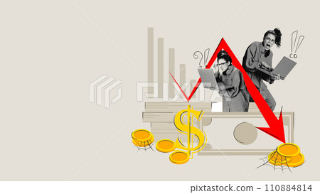 Visual for crisis management course for entrepreneurs. Conceptual design. Economy, crisis business concept 110884814