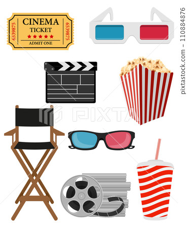 set cinema icons stock vector illustration set cinema icons stock vector illustration 110884876