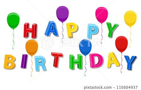 happy birthday inscription text 3d stock vector illustration 110884937