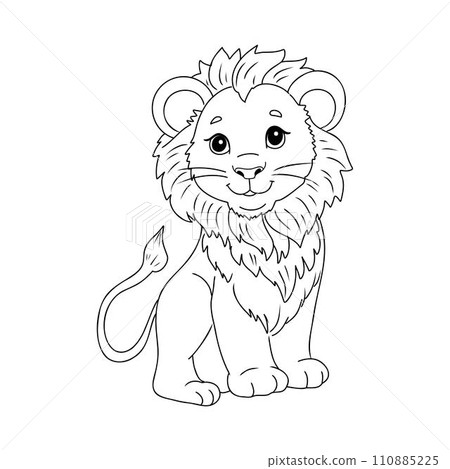 Funny lion cartoon characters vector illustration. For kids coloring book. Funny lion cartoon characters vector illustration. For kids coloring book. 110885225