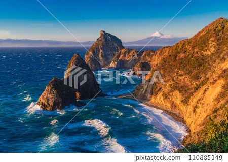 (Shizuoka Prefecture) Nishiizu/Senganmon and Mt. Fuji evening view 110885349