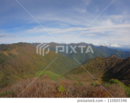 Tokachi Mt. Poroshiri and Mt. Satsunai from the summit of Pyramid Mine Tokachi Mt. Poroshiri and Mt. Satsunai from the summit of Pyramid Mine 110885396