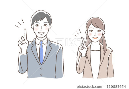 為男性和女性解釋要點的商業插圖。 為男性和女性解釋要點的商業插圖。 110885654