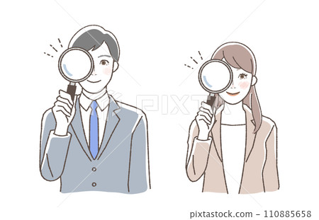Business illustration of a man and woman doing research. Business illustration of a man and woman doing research. 110885658
