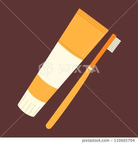 Toothbrush and toothpaste. Cartoon flat vector isolated illustration Toothbrush and toothpaste. Cartoon flat vector isolated illustration 110885704