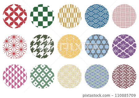 15 types of traditional Japanese pattern set (color) 110885709