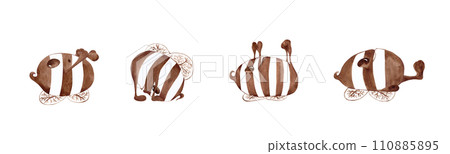 Little bee is doing fitness. Watercolor illustration of a bee cartoon character 110885895