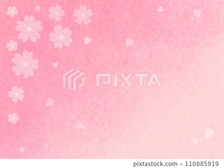 櫻花和水彩紋理粉紅色背景 110885919