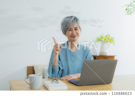 Senior woman using a laptop Senior woman using a laptop 110886023