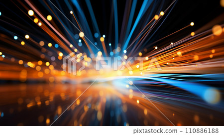 AI-generated content. A close up of optical fibers - high speed data transfer concept 110886188