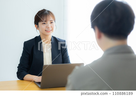 Interview meeting business woman Interview meeting business woman 110886189