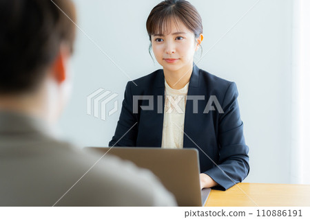 Interview meeting business woman Interview meeting business woman 110886191