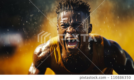 AI-generated content. Athlete's Intense Determination 110886350