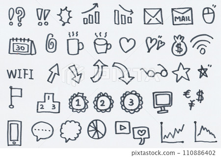 handwritten icon material 110886402