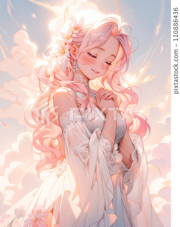 向早晨的太陽祈禱的女孩（AI生成，AI圖像） 110886436