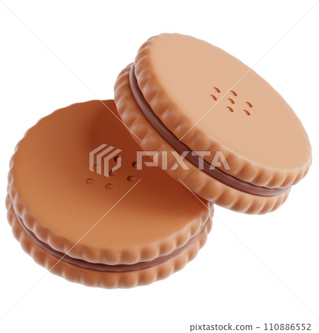 3d render cream biscuit. Cream biscuit 3d icon transparent background PNG 110886552