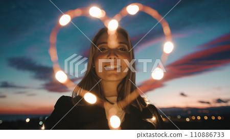Girl With Heart Of Fairy Lights Girl With Heart Of Fairy Lights 110886733