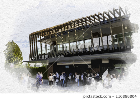 水彩風格上野 東京都台東區上野站公園口 水彩風格上野 東京都台東區上野站公園口 110886804