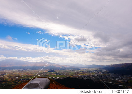 接近的雲彩和雲彩下方的鄉村景觀 接近的雲彩和雲彩下方的鄉村景觀 110887347