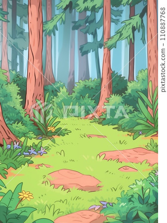 AI-generated content. Deep Green Summer Forest Illustration 110887768