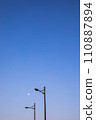Spring in front of Kyoto Station, silhouette of street lamps against the blue sky of the evening moon 110887894
