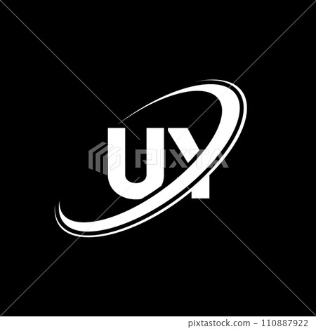 UY U Y letter logo design. Initial letter UY linked circle uppercase monogram logo red and blue. UY logo, U Y design. uy, u y 110887922