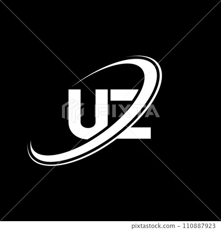 UZ U Z letter logo design. Initial letter UZ linked circle uppercase monogram logo red and blue. UZ logo, U Z design. uz, u z 110887923